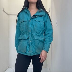 🏕️ Vintage L.L. Bean Jacket – Teal Blue with Plaid Lining 🏕️